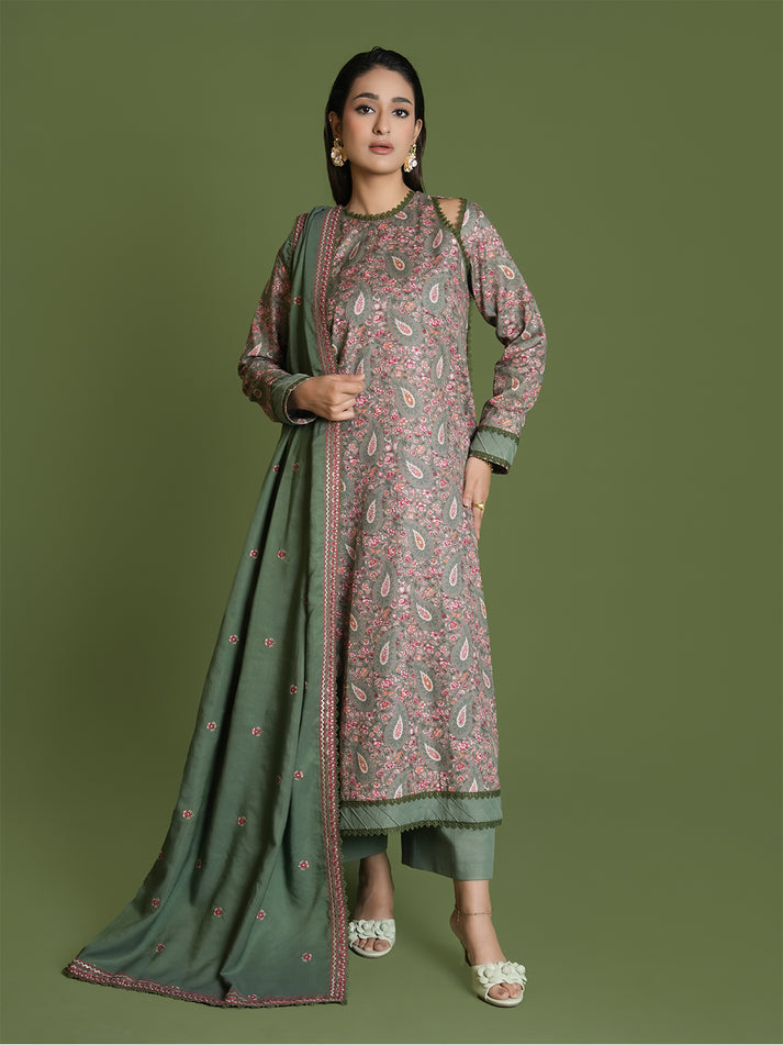 EMBROIDERED-3PC SLUB KHADDAR-VM361