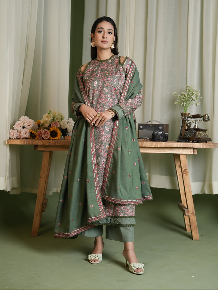 EMBROIDERED-3PC SLUB KHADDAR-VM361