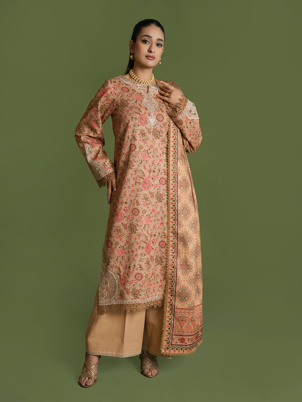 EMBROIDERED-3PC SLUB KHADDAR-VM359