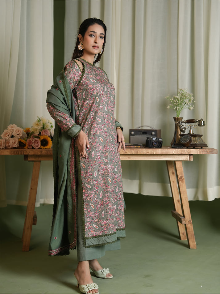 EMBROIDERED-3PC SLUB KHADDAR-VM361