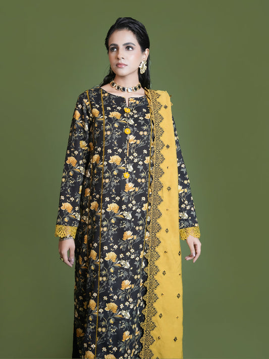 EMBROIDERED-3PC SLUB KHADDAR-VM360