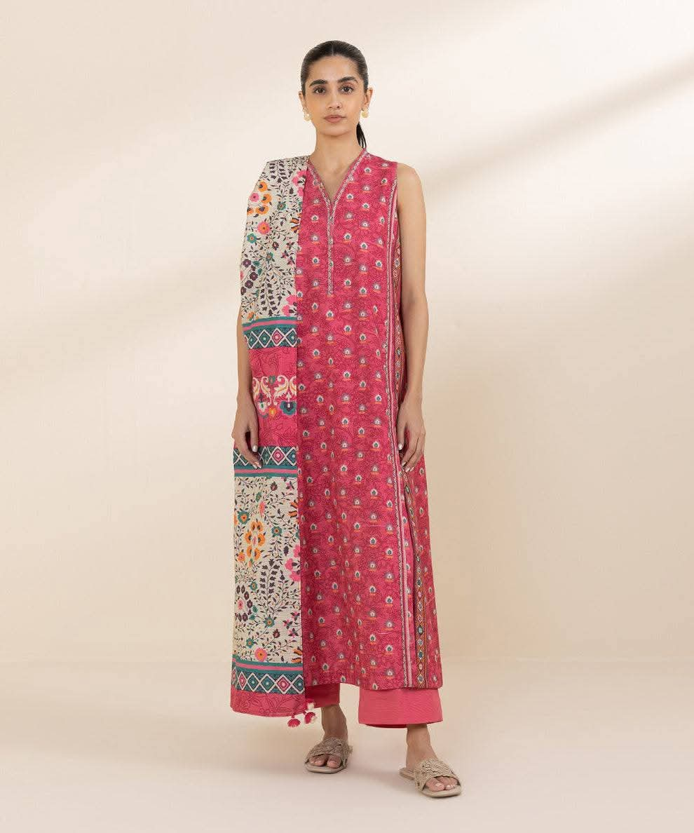 3 Piece Unstitched Printed Lawn Suit | SPR-2618-B